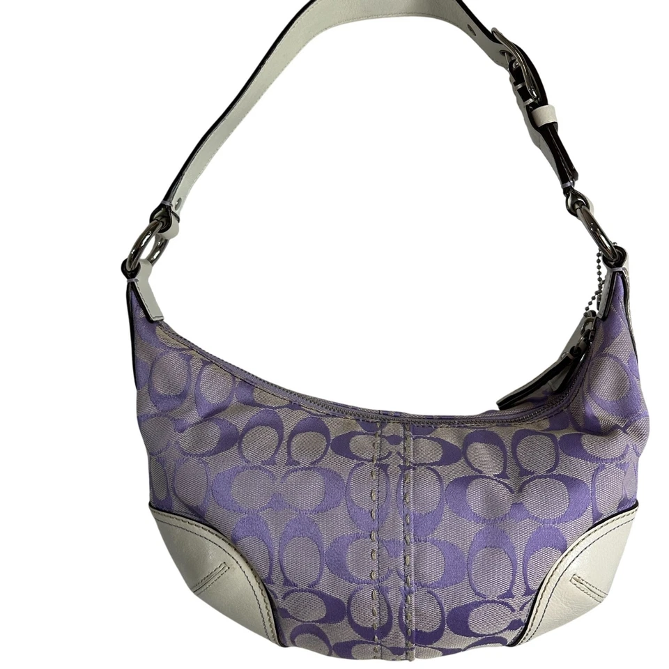 Bolso Hobo Pequeño Coach Lavanda Iris Blanco Firma Hampton Lona Y2K 11575 Foto 2 de 4