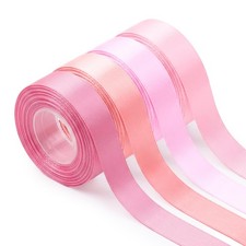 4 Rolls 3/8 Inch 16 Yards Mixed Pink Satin Ribbon Double Faced Fabric Crafts