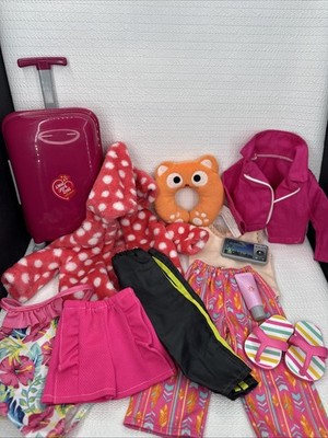 Our Generation 18'' Doll Tropical Travel Bundle Outfit Nightwear And Luggage Lot