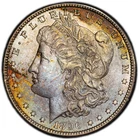 PCGS MS64 1896 Morgan Dollar Green Blue Rainbow Toned Toning Philadelphia