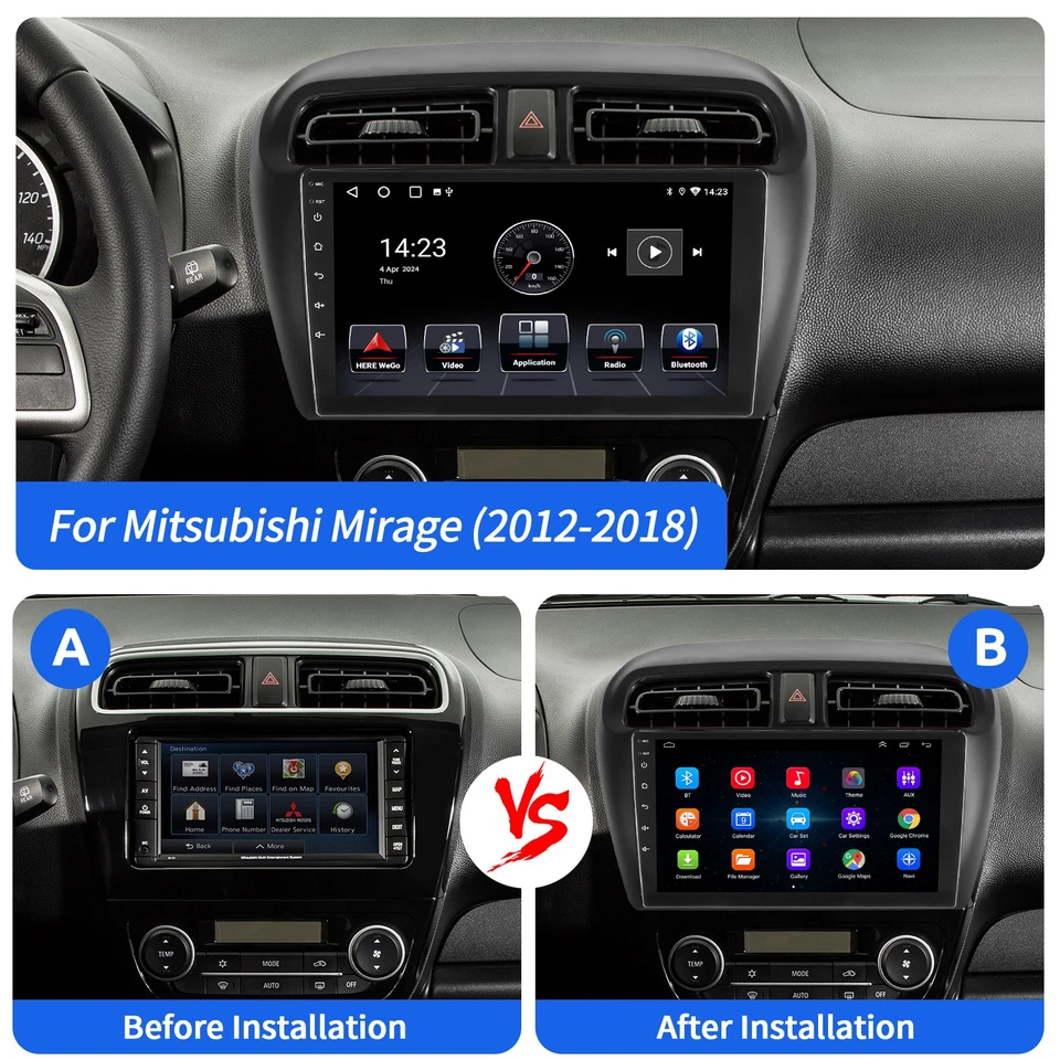 Radio estéreo de coche de 9" para Mitsubishi Mirage 2012-2018 Carplay GPS navegación con cámara Foto 3 de 4