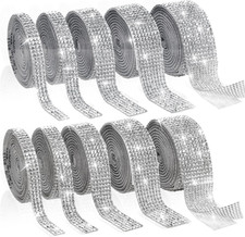 10 Rolls Rhinestone Ribbon Self Adhesive,10 Yard Silver Rhinestone Strips Self A