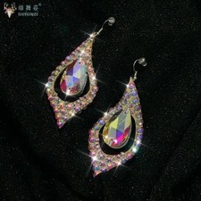 Belly Dance Earring Women Gypsy Jewelry Up Shine Rhinestone DoubleSides2 Pairs/P