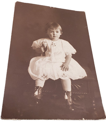 Cute Little Girl Antique Asian Doll Button Up Boots 1921 Photo