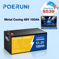 48V 100Ah LiFePO4 Lithium Battery Built-in BMS with LCD Monitor For Golf Carts