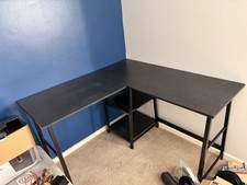 Black L Shaped Corner Desk, Office/Computer Desk Ideal For Home Office Space