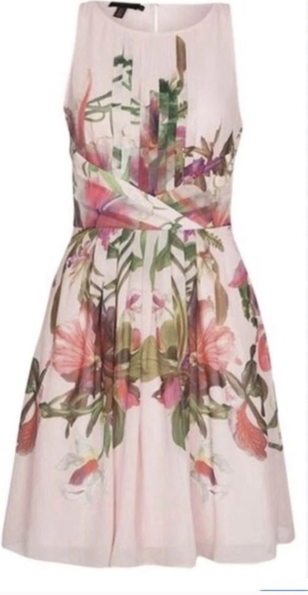 strapless open back dress Ted Baker | Faithiy asymmetric ruffle midi dress in mid pink main image 1