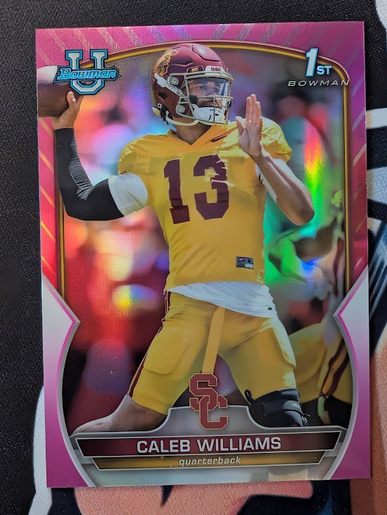 2022 Bowman University Chrome Caleb Williams #50 Pink Refractor (RC) 1st Bowman