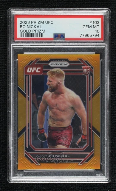 2023 Panini Prizm UFC Gold Prizm 4/10 Bo Nickal #103 PSA 10 GEM MT Rookie RC