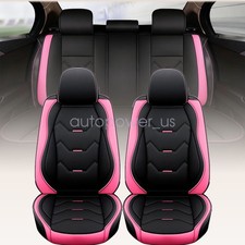 For Fits Honda Cr-v Full Set Pink Pu Leather Car 5-seat Covers Cushion Protector