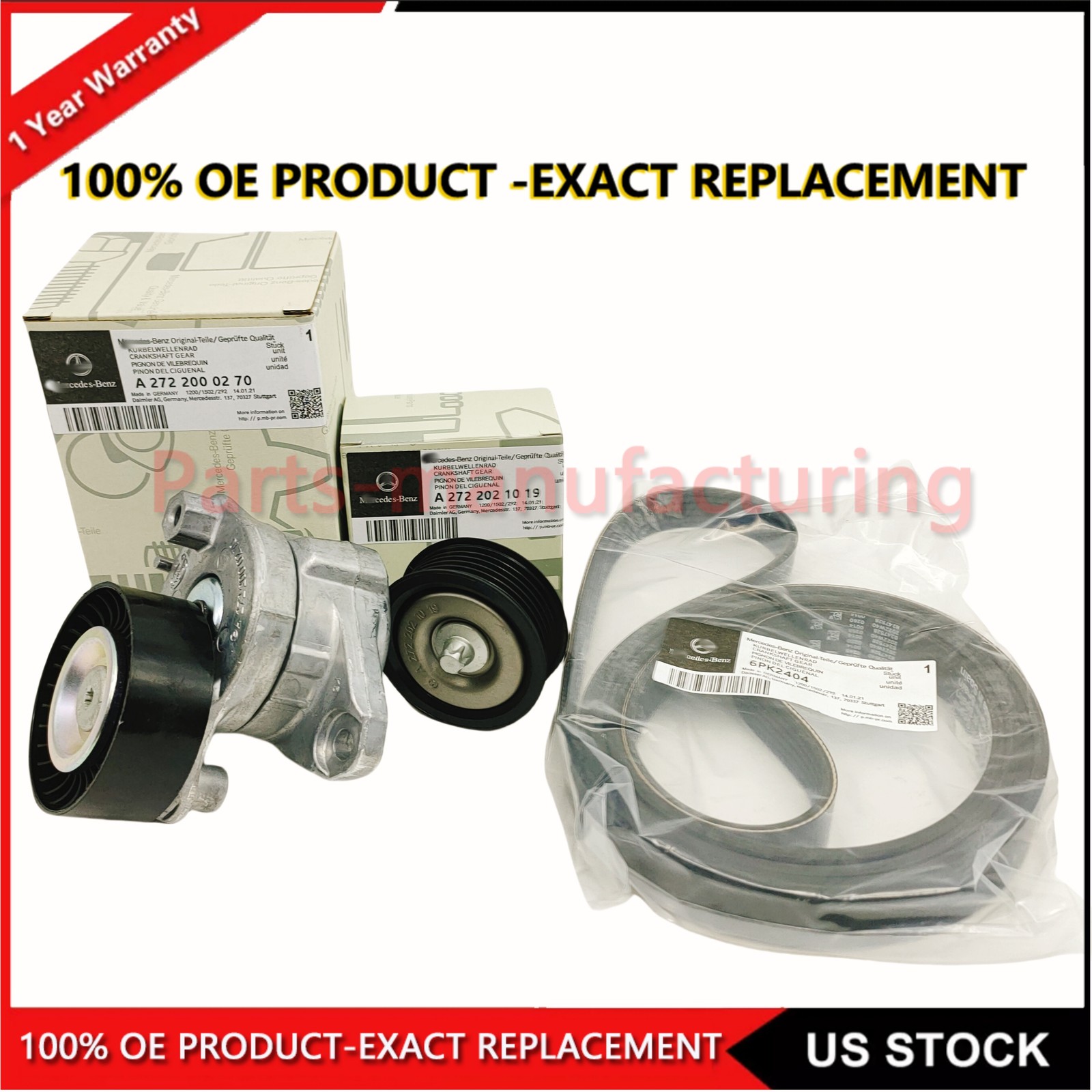 OEM FOR Belt Tensioner Idler Pulley Drive Belt 3pcs Mercedes E350 GLE GLK ML