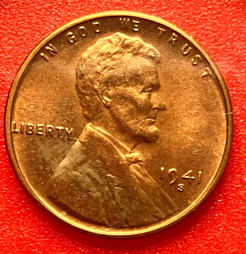 1941-S Lincoln Wheat Cent Penny GEM RED BU From an Original Bank Roll