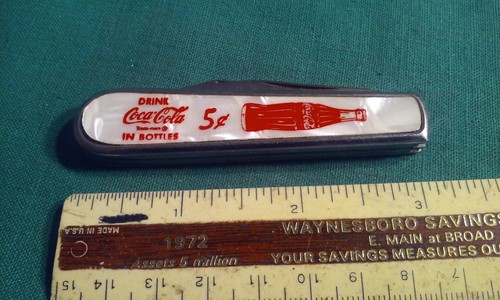 VINTAGE USA COCA-COLA COKE ADVERTISING Promo Folding Knife Colonial USA - Picture 2 of 9