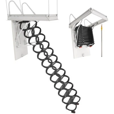 VEVOR Steel Attic Ladder Ceiling-Mounted Attic Stairs 9.5 to 10.2 ft Ceilings