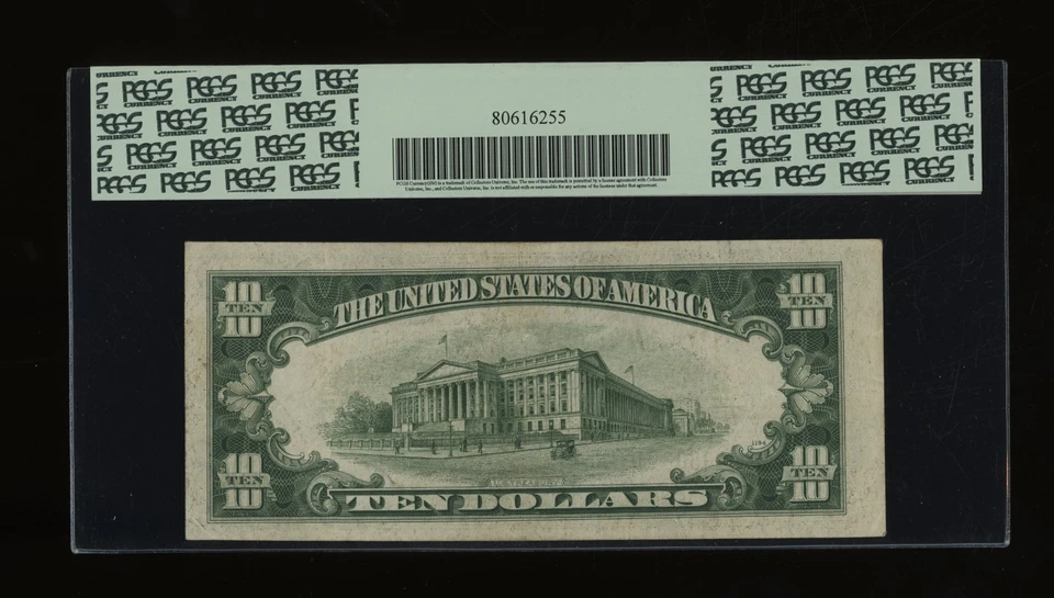 DBR 1934-C $10 FRN Wide Chicago Fr. 2008-Gw PCGS App 30 Serial G18165037D - Image 2 of 2