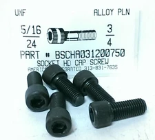 5/16-24x3/4 Hex Socket Head Cap Screws Alloy Steel Black (15)