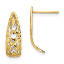 14k Yellow Gold Diamond-cut Heart and X Mini Hoop Earrings 1.28gm L-16mm