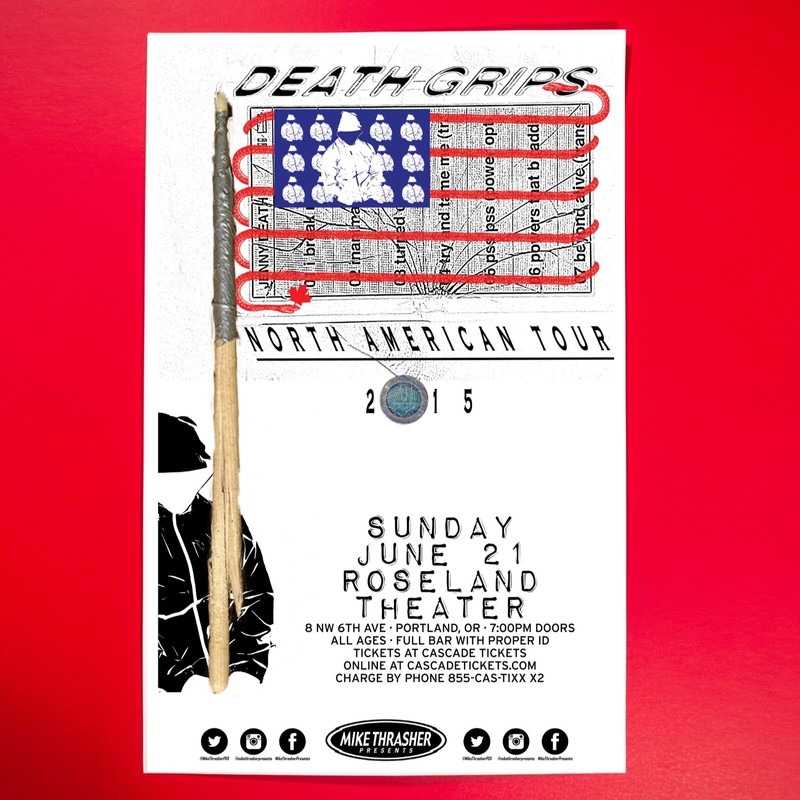 DEATH GRIPS 2015 Concert Promo 11x17 Street Poster. Portland Oregon.