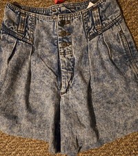 Vintage 80s Jordache Acid Wash Light Denim Women Shorts Size 9/10 High Rise