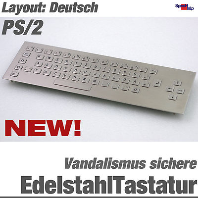 NEW STAINLESS STEEL VANDAL-PROOF KEYBOARD IP65 GERMAN STAHL PS/2 DIN ANTI VANDAL
