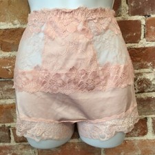 Rhonda Shear Pink Lace Overlay Pin-Up Shortie Retro Boyshort Panties New