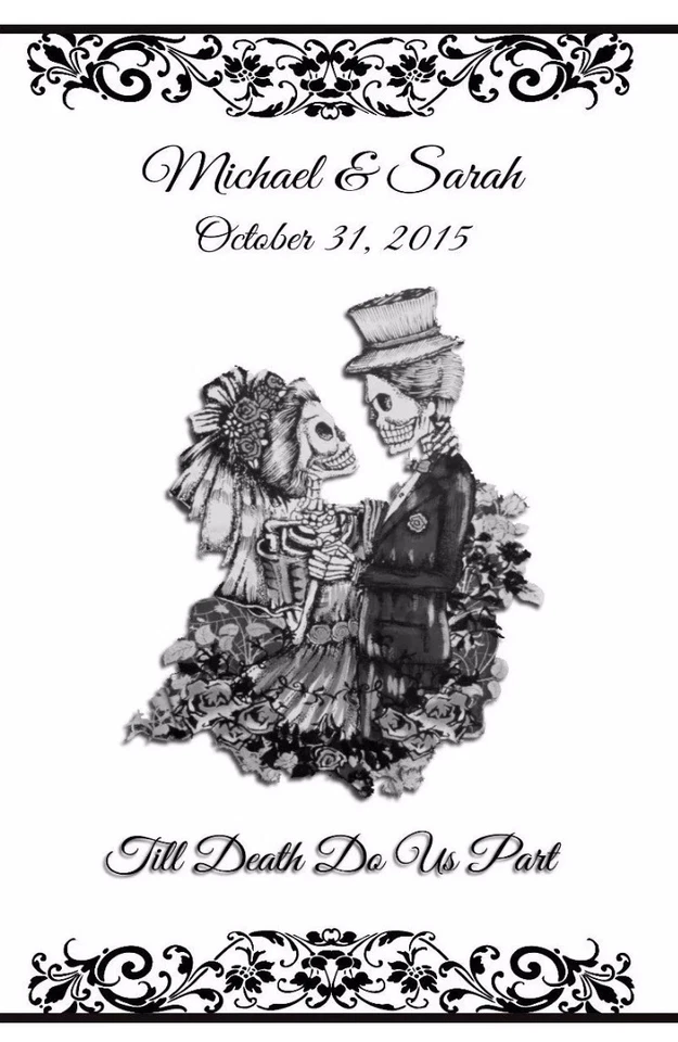 10 Personalized Wedding Luminaries Skeletons Halloween Vellum Table Centerpieces - Image 2 of 4