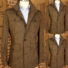 Vintage Men's Safari Jackets Causal Business Herringbone Outdoor Hunting Coats