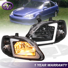 Pair LED DRL Headlights Lamps Left&Right For 1999 2000 Honda Civic EK EJ EM New