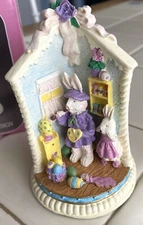 Vtg 1996 Retired EASTER Bunny Corners Family Village Cottage Studio Egg Design01