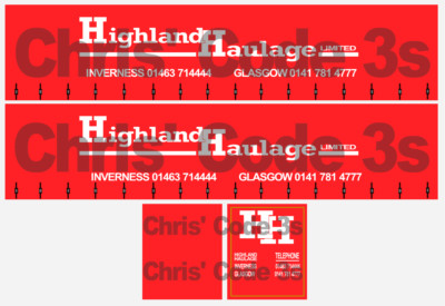 Code 3 selbstklebende Vinyl Anhänger Aufkleber - Highland Transport - 1/50 1/76 1/148
