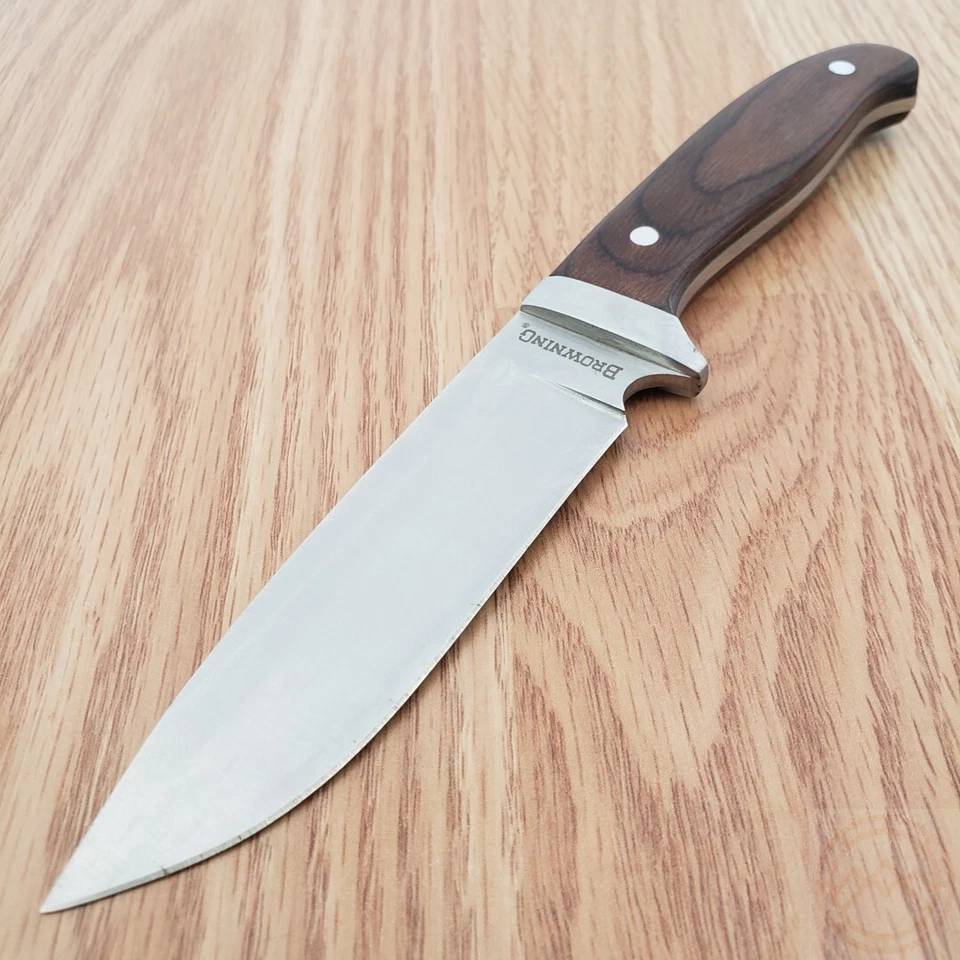 Cuchillo fijo Browning Skinner 4" acero inoxidable Full Tang Balde mango de madera Foto 3 de 4
