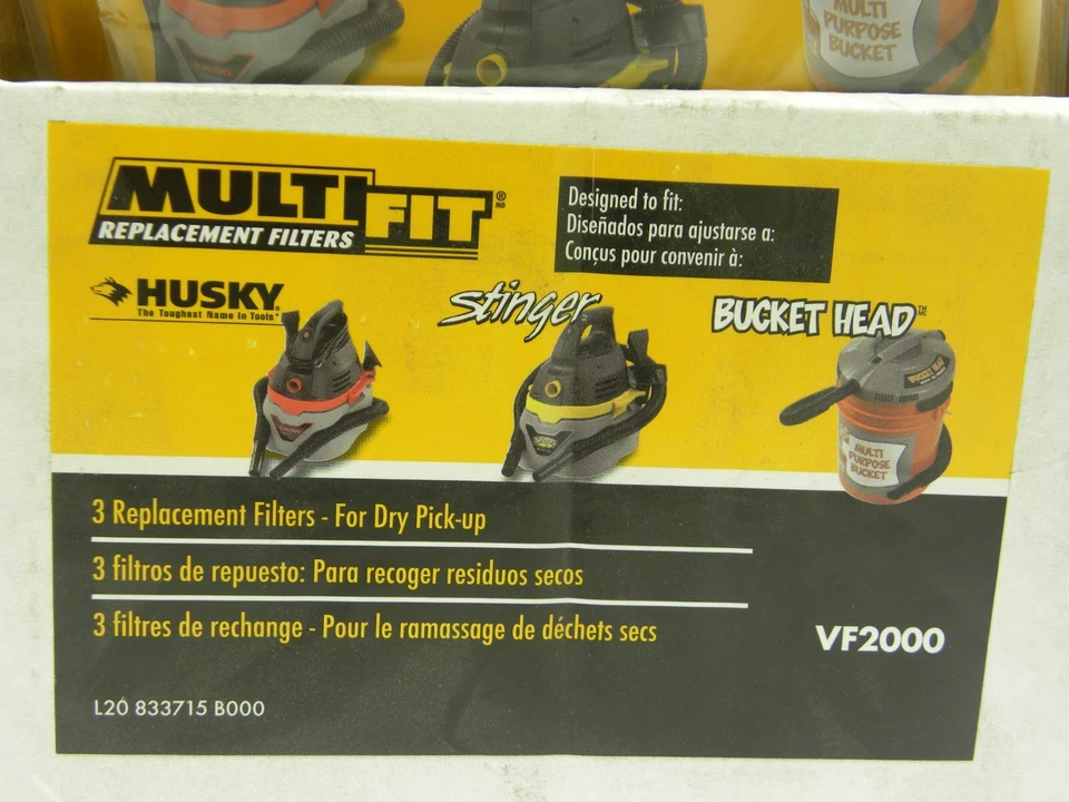 6-MultiFit VF2000 3 filtros de repuesto y banda de montaje para Husky-Stinger-Bucket Foto 3 de 3