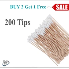 200pc Cotton Swabs Swab Q-tips 6" Long Wood Medical Grade Manufacturer Sealed