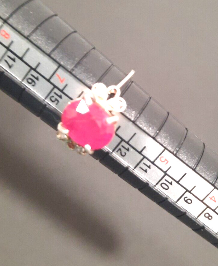 Solid 925 Sterling Silver Ring Ruby Faceted Caboc… - image 8