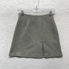 90s Y2K Vintage Mini Skirt 2 25 Grey Thigh Slit Corpcore Office Preppy Academia