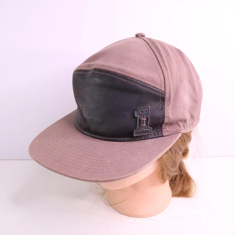 Harley-Davidson Biker Cap Faux Leather 5 Panel Hat Number One Skull Emblem - Image 2 of 4