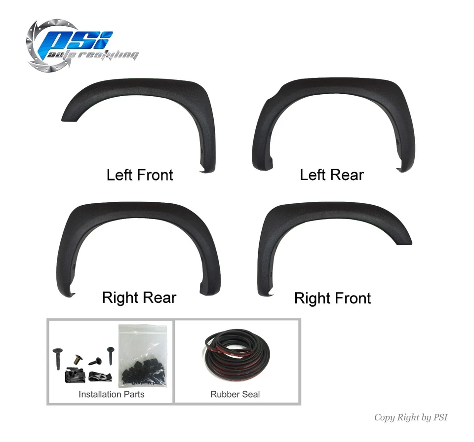 Black Textured OE Style Fender Flares Toyota Tundra 07-13 Fits w/ Factory Flaps Foto 2 de 3