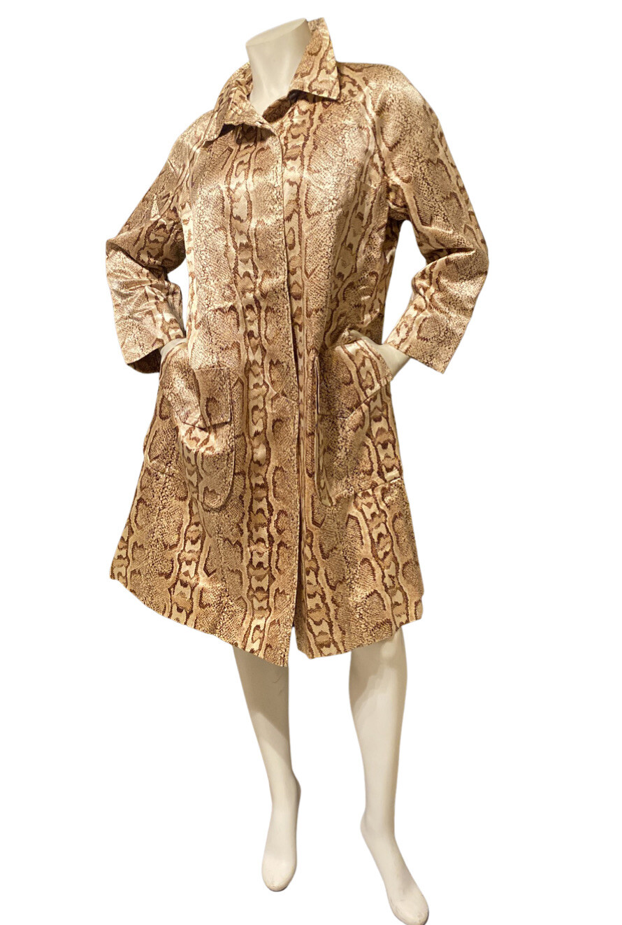 Vintage 80s PYTHON Print Coat Sun Rain Fashion Ja… - image 8