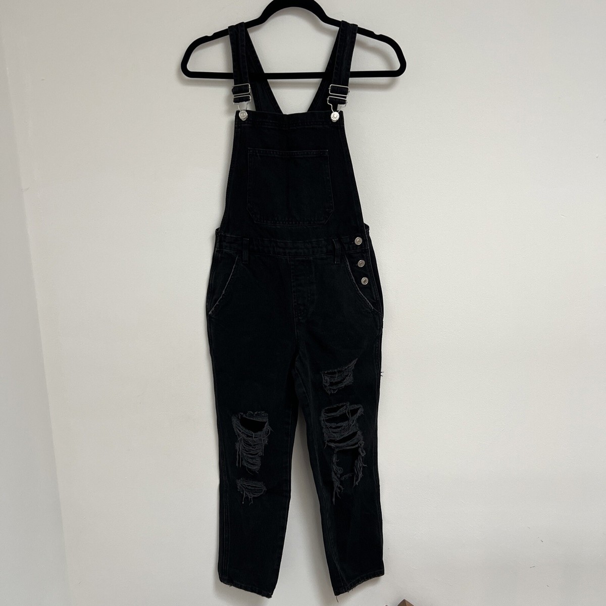 Topshop Denim Jumpsuit Black UK Size 6/34 UK