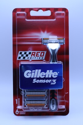 Gillette Sensor 3 Red Edition Rasierklingen Rasierer für Herren 6 Klingen plus Griff