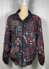 Lavon Vintage Women Windbreaker XL Track Jacket 80s Nylon Zip by Cheerful Corp