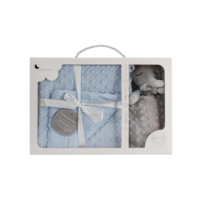 Set regalo Bebé Manta Burbuja y Dou Dou Elefantito Azul Celeste/Gris PD004 - Image 1 of 2