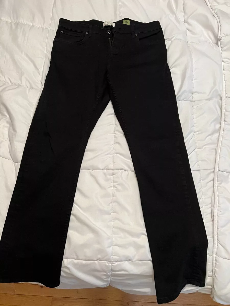 Celio Jeans Mens 34X32 Black Straight Washed Denim Stretch