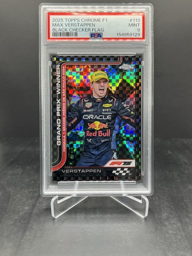 2025 Topps Chrome Formula 1 F1 Max Verstappen Black Checker 04/10 PSA 9 #113