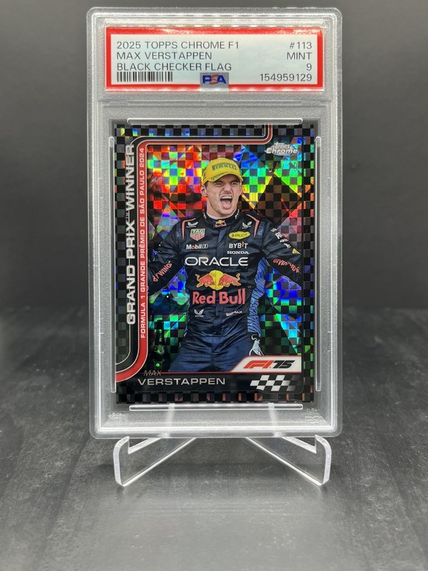 2025 Topps Chrome Formula 1 F1 Max Verstappen Black Checker 04/10 PSA 9 #113