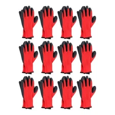 12 Pairs Crinkle Latex Rubber Coated Grip Work Gloves Cut Resistant Size L