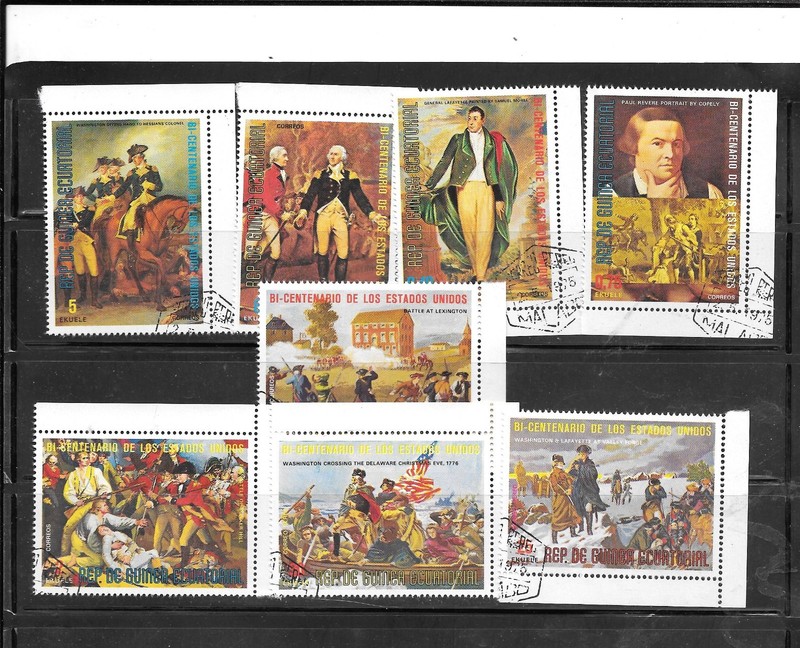 EQUATORIAL GUINEA 1976 AMERICAN REV. CTO USED XF OLD PICTORIAL TOPICAL STAMP SET