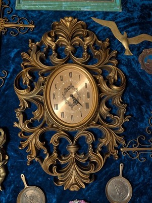 Burwood Homco Ornate Gold Hollywood Regency Syroco Wall Clock MCM