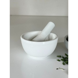 Mini White White Apothecary Mortar and Pestle - Porcelain, Unglazed Interior