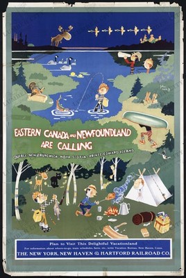 Eastern Canada 1926 John Held Jr Railroad Travel Poster Print Retro Art
